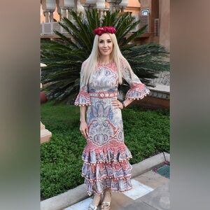 Zimmermann Vitali tiered linen midi dress